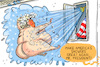 Cartoon: Americas Showers great again (small) by leopold maurer tagged trump,usa,dekret,wasserdruck,dusche,duschkopf,wasser,sparen,abschaffen,rueckgaengig,haare,waschen,pflege,weisses,haus,leopold,maurer,cartoon,karikatu