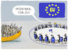 Cartoon: Lampedusa (small) by markus-grolik tagged eu,europa,migration,italien,mittelmeer,ursula,von,der,leyen,bruessel,rom,fluechtlinge,frontex,meloni,lampedusa,fluchtroute,schleuser,tunesien,aussengrenzen,fluechtlingspakt,mitgliedsstaaten