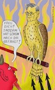 Cartoon: Donald Rumsfeld gestorben (small) by Barthold tagged donald,rumsfeld,tod,juni,29,2021,amerikanischer,verteidigungsminister,george,walker,bush,irakkrieg,abu,ghraib,guantanamo,folter,hölle,teufel,falke,stange,glühend,cartoon,karikatur,barthold