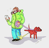 Cartoon: Reality vs. Virtuality (small) by Jens Natter tagged hund,mann,gassi,handy,cartoon,illustration