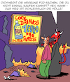 Cartoon: Höllische Werbung (small) by Karsten Schley tagged hölle,werbung,psychologie,medien,wirtschaft,ernährung,religion,teufel,umsätze,käufer,verbraucher,mythen,legenden,glaube,kirche,gesellschaft