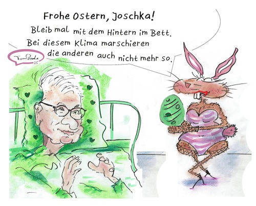 Cartoon: Ach du dickes grünes Ei (medium) by TomPauLeser tagged joschka,fischer,grüne,klima,klimawandel,ostern,ostermarsch,osterhase,osterhasein,tompaule,dickes,ei,satire,karikatur,playboyhase,plüschhase,sexy,sexyhase,schlapplachsachen