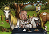 Cartoon: Adnan Hocanin Ciftligi (small) by sahannoyan tagged adnan,oktar,harun,yahya,darwin,huri,kizlar,sahan,noyan,karikatur,caricature