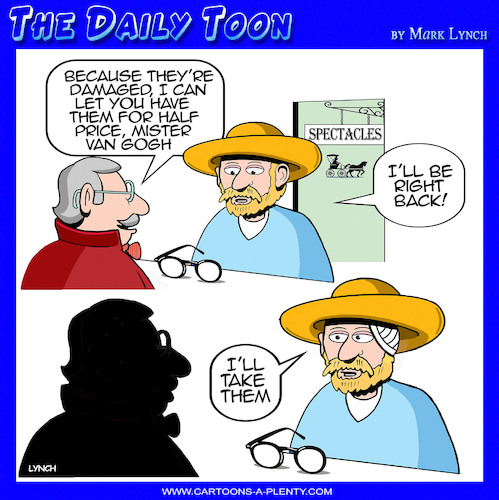Cartoon: Van Gogh (medium) by toons tagged vincent,van,gogh,glasses,spectacles,eyesight,lost,ear,masters,painter,sunflowers,vincent,van,gogh,glasses,spectacles,eyesight,lost,ear,masters,painter,sunflowers