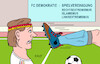 Cartoon: Verfassungsschutzbericht (small) by Erl tagged politik,verfassungsschutzbericht,verfassungsschutz,bericht,gefahr,gefährdung,demokratie,rechtsextremismus,islamismus,linksextremismus,sport,fußball,europameisterschaft,em,2024,deutschland,extremismus,grobes,foul,gestrecktes,bein,karikatur,erl