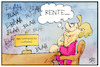 Cartoon: Merkel vor der Rente (small) by Kostas Koufogiorgos tagged karikatur,koufogiorgos,illustration,cartoon,rente,merkel,mpk,videokonferenz,politik,langeweile,müdigkeit