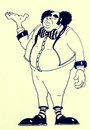 Cartoon: Random Character (small) by Abe tagged bow,tie,stripes,bald,big,belly,funny,lazy,suit,black,shoes,sock,socks,musician,artist,frizz,frizzy,hair,dark,ink,sepia,off,white,character,concept,caricature